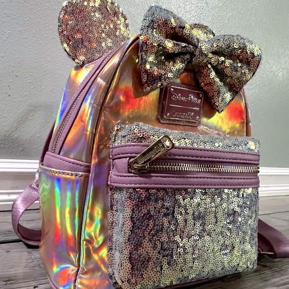 NWOT Loungefly Disney Parks Minnie Mouse Earidescent Mini Backpack 50th - Picture 5 of 16